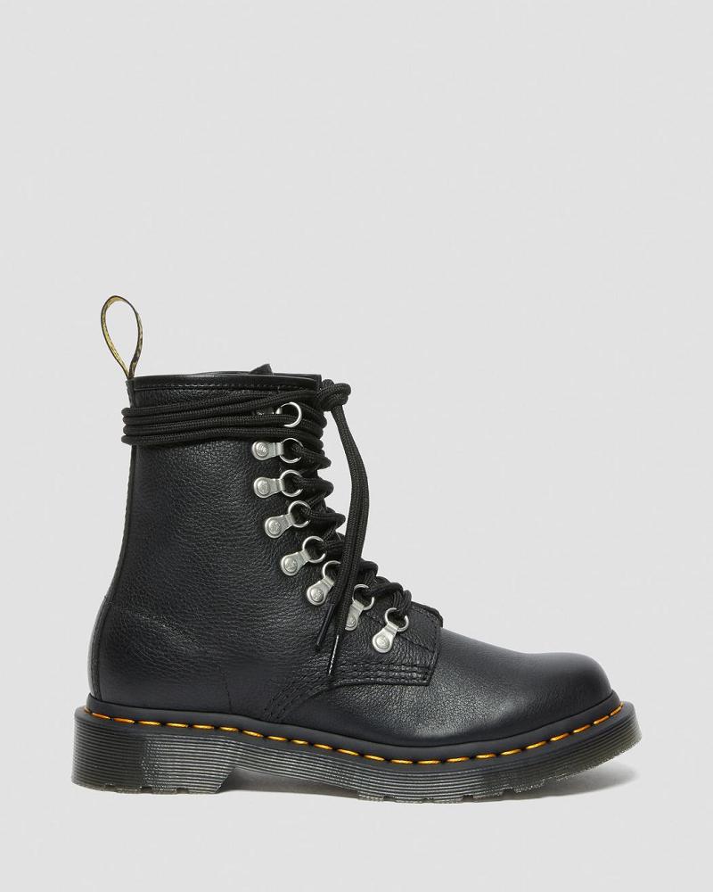 Dr Martens 1460 Laced Virginia Læder Snørestøvler Dame Sort | DK 168QMA